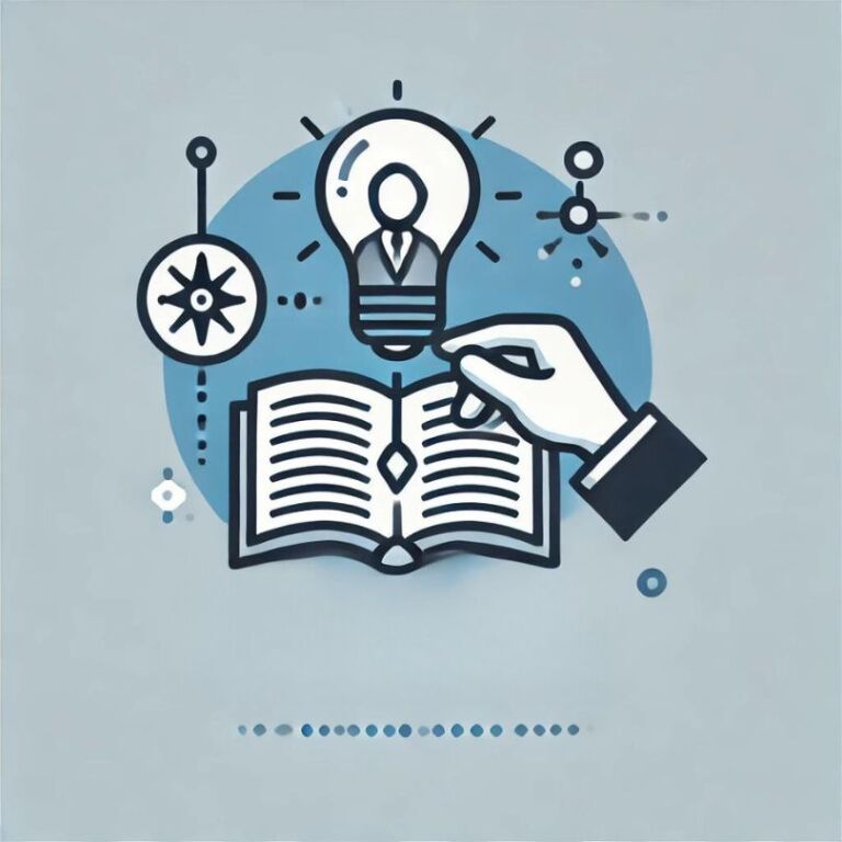 a hand holding an open book with a light bulb above it