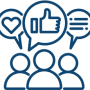 personas with arising messages containing: heart, thumbs-up, code