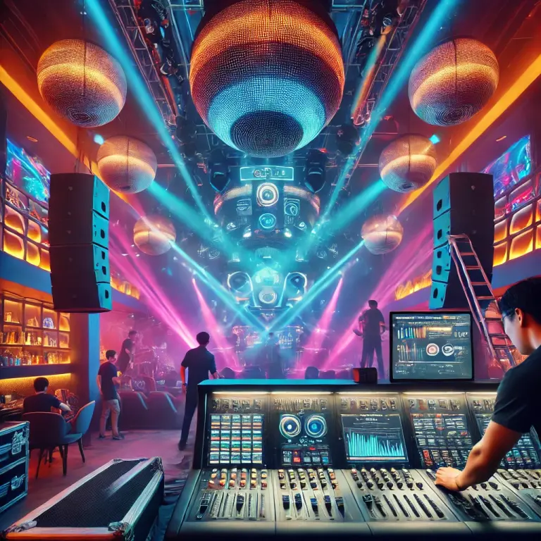 a man sitting in front of a mixing desk