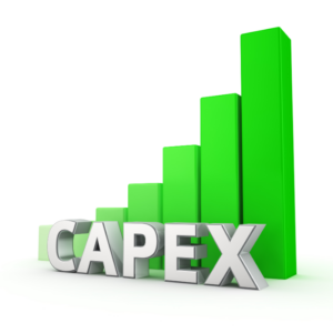capital letters of 'CAPEX' precede array of diversely sized vertical lines ordered from small to large reading left to right